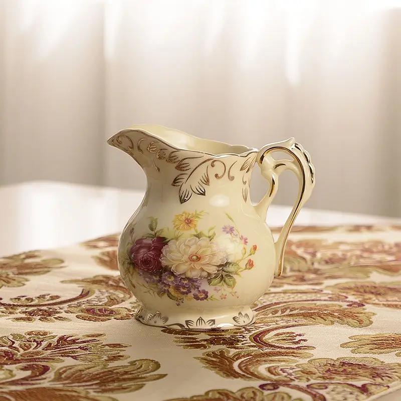 Розы Цветы Костяной фарфор Кофейный сервиз Британский фарфоровый чайный сервиз Керамический горшок Сливочник Сахарница Чайник для чаепития Кофейная чашка Кружка Кофе
