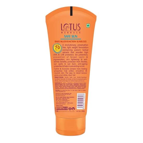 Солнцезащитный крем Lotus Herbals SPF 70 PA++ | Тонирующий | Мгновенное сияние | Нежирный | Пото- и водостойкий | Для всех типов кожи | 60 г