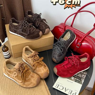 Внутреннее увеличение высоты 5 см, ретро, наклонная голова, модные морально-волевые тренировочные туфли, женские, осень-зима 2025, эффектная платформа, спортивные, Forrest Gu