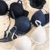 New Women Underwear Sexy Hollow Push Up Bra Set Lace Flowers Embroidery Brassiere and Panties Set Female Black Romantic Lingerie