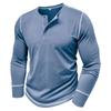 Men's Long Sleeve Shirt Men's Round Neck Button T-Shirt Color Block Top