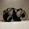 1pc Metal Pandas Wall Art - Black Metal Sculptures for Outdoor, Living Room, Bathroom, and Bedroom Decor
