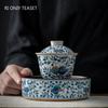 Китайский синий и белый керамический горшок-гайвань с подшипником, ручная работа, чаша для чая, чайная чашка, красивое ситечко для заваривания чая, портативная бытовая чайная утварь