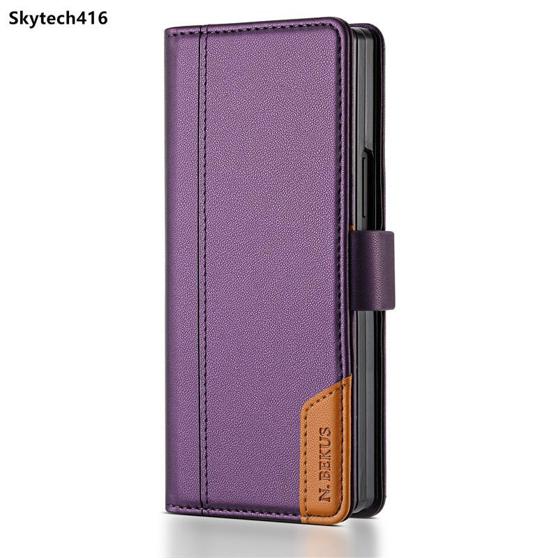For Samsung Galaxy Z Fold 3 4 5 6 7 Leather Case Flip High Quality Card Slot Bracket Wallet Cover Casing
