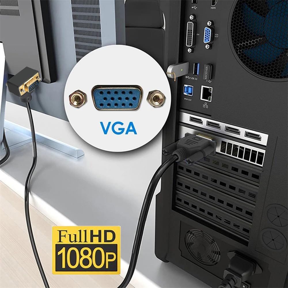 Xiwai Угловой 90 градусов VGA RGB Вверх Папа к Прямой Папа Удлинитель для Компьютерных Мониторов и Кабеля, Шнура, 3COAX+6C, Проекторов, 1м/3,3фт