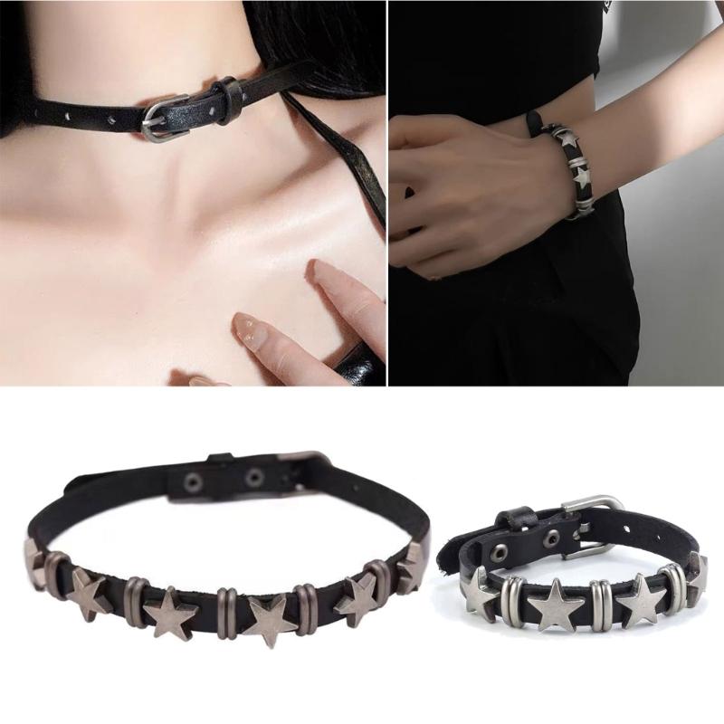 Five-pointed Star Aesthetic Bracelet Leathers O Style Clavicle Chain Women Leisure Neck Chain Jewelry Birthday Gift