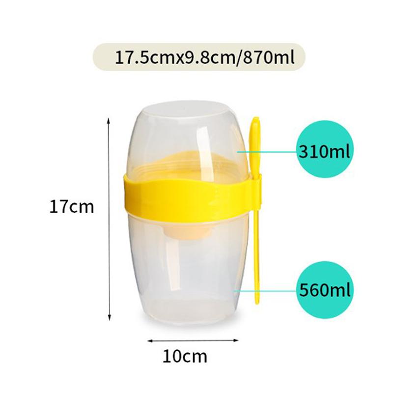 Чашка для завтрака, фруктов, овсянки, йогурта, салата с крышкой, ложка, двухслойная портативная чашка для хранения еды для фитнеса, снижения веса
