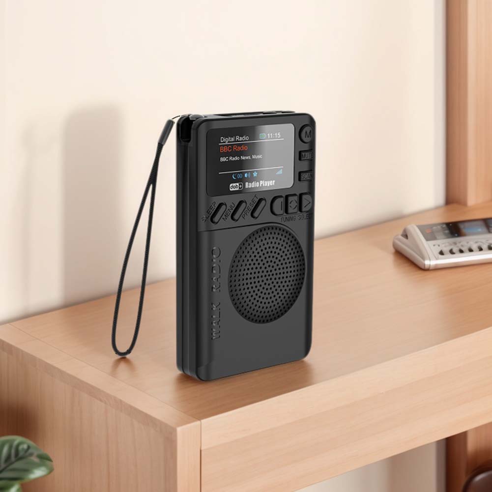 Мини DAB FM Цифровое радио с разъемом для наушников Цветной экран Карманное радио Воспроизведение MP3 Динамик для активного отдыха, кемпинга, походов