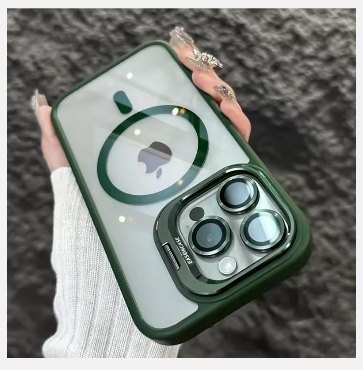 Роскошный магнитный противоударный чехол для телефона iPhone 15 14 13 12 11 16 Pro Max 16 Plus Funda Stand Glass Защитная задняя крышка для объектива