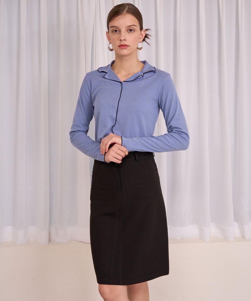 Bye Bye Seop Stitch Skirt Black [T23]