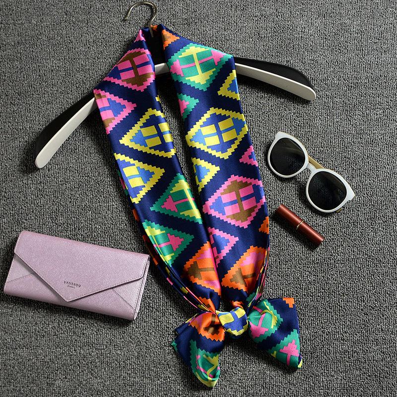 Versatile Small Silk Scarf, Autumn And Winter Ol Women'S Double-Layer Satin Surface Small Scarf, Long Scarf Versatile Scarf