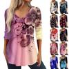 3/4 Sleeve Shirts For Women Retro Print Graphic Tees Blouses Casual Plus Size Basic Tops Pullover