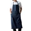 Chapdaddy Men's Water-Repellent Cafe-Style Apron with Linen Blend, Long Length, Slim Fit (Navy)