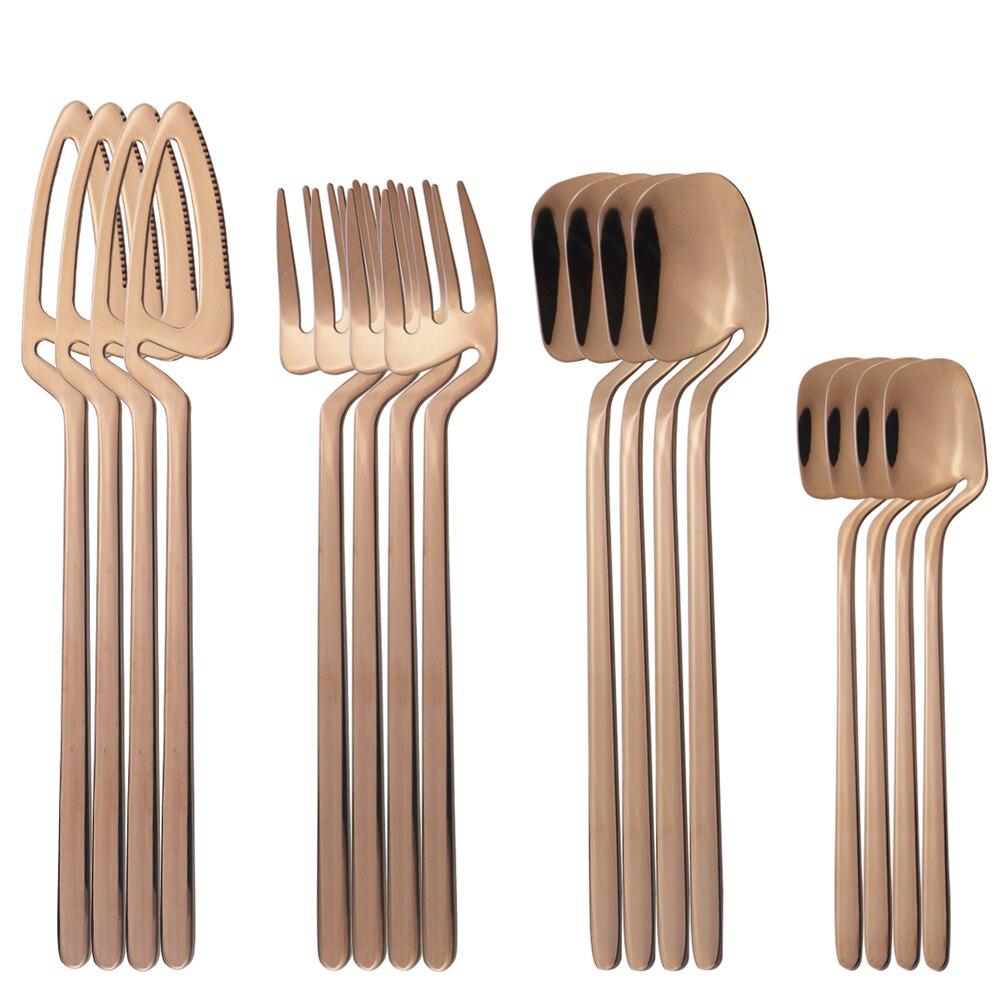 16Pcs Purple 304 Stainless Steel Mirror Polished Tableware Cutlery Set Knives Fork Coffee Spoons Dinnerware Set Party Kitchen Silverware Set