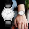 Простые модные повседневные деловые часы с японским кварцевым механизмом, циферблатом 40 мм, ремешком из натуральной кожи, серебристым корпусом, белые, мужские, ультратонкие, 6,5 мм