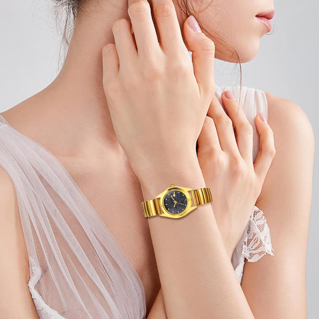 Watch Cute Waterproof Analog Display Free Size Stainless Steel Belt Bracelet Stylish Quartz Fashion Watch Gold Birthday Day Christmas Day Present