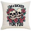 Halloween Couple Skull Print Pillowcase Home Sofa Cushion Pillowcase