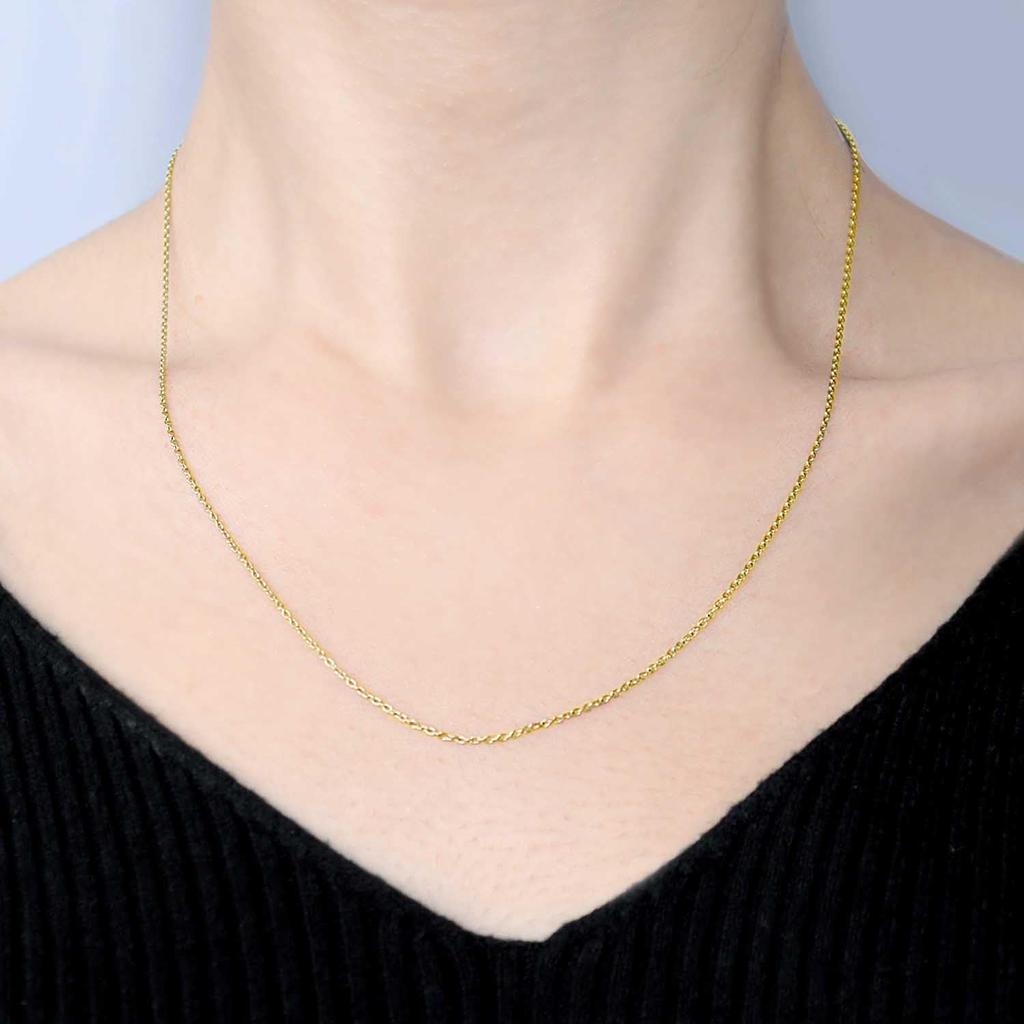 Chain Necklace Gold 18K K18 Round Azuki Slide Adjuster Chain Length Adjustable Width Length 45cm [Lara Christie] 1.1mm Approx. 2.2g Lc97-0027