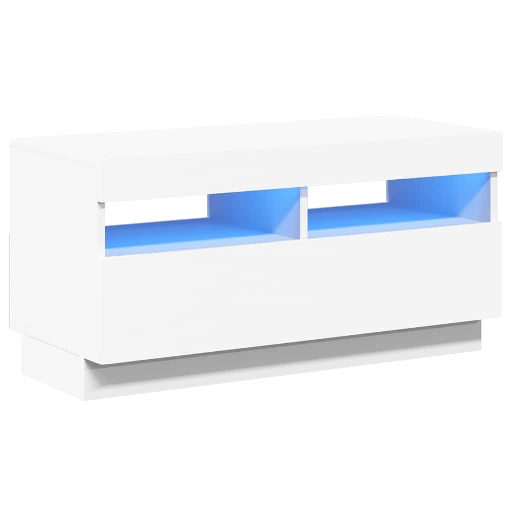 Vidaxl Szafka Pod Tv Z Oświetleniem Led, Biała, 80X35X40 Cm
