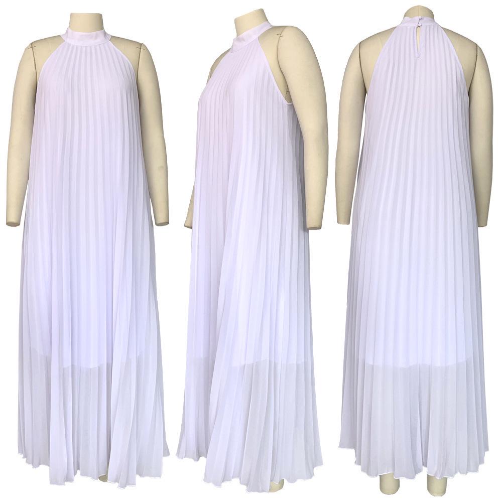 Элегантное плиссированное платье без рукавов для женщин размера плюс с подкладкой