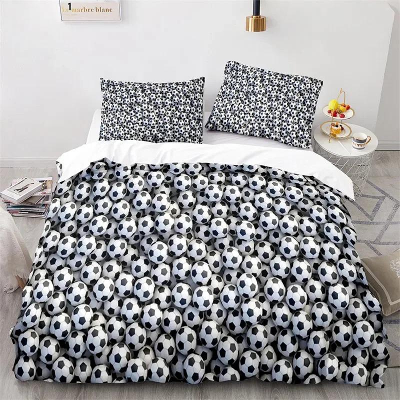 3D Футбольный пододеяльник, комплект постельного белья King Queen для мальчиков, комплект постельного белья с акварельной футбольной тематикой, молодежный спортивный пододеяльник для детской комнаты в общежитии
