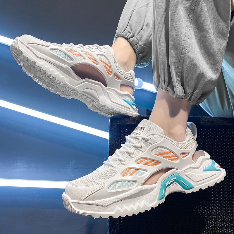 Мужские спортивные сандалии летние женские пляжные туфли белые школьные кроссовки для бега парная обувь дышащие большие размеры