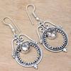Smoky Quartz Gemstone Handmade Silver Jewelry Earrings 1.5''
