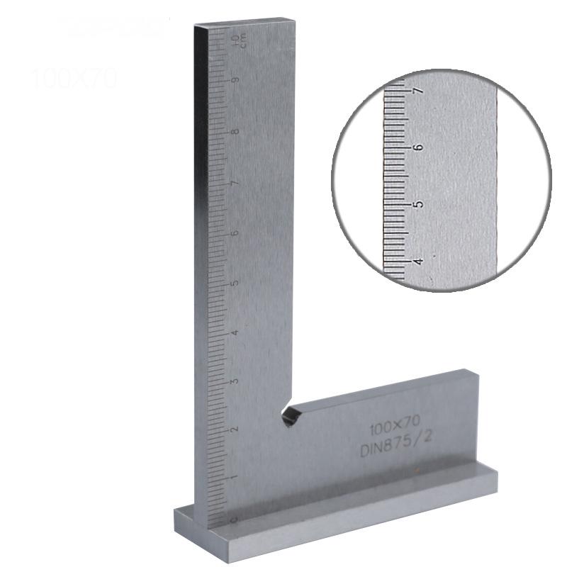 Stainless Steel Carpenter's L-Shaped Double Scale 90° Angle Ruler with Wide Base