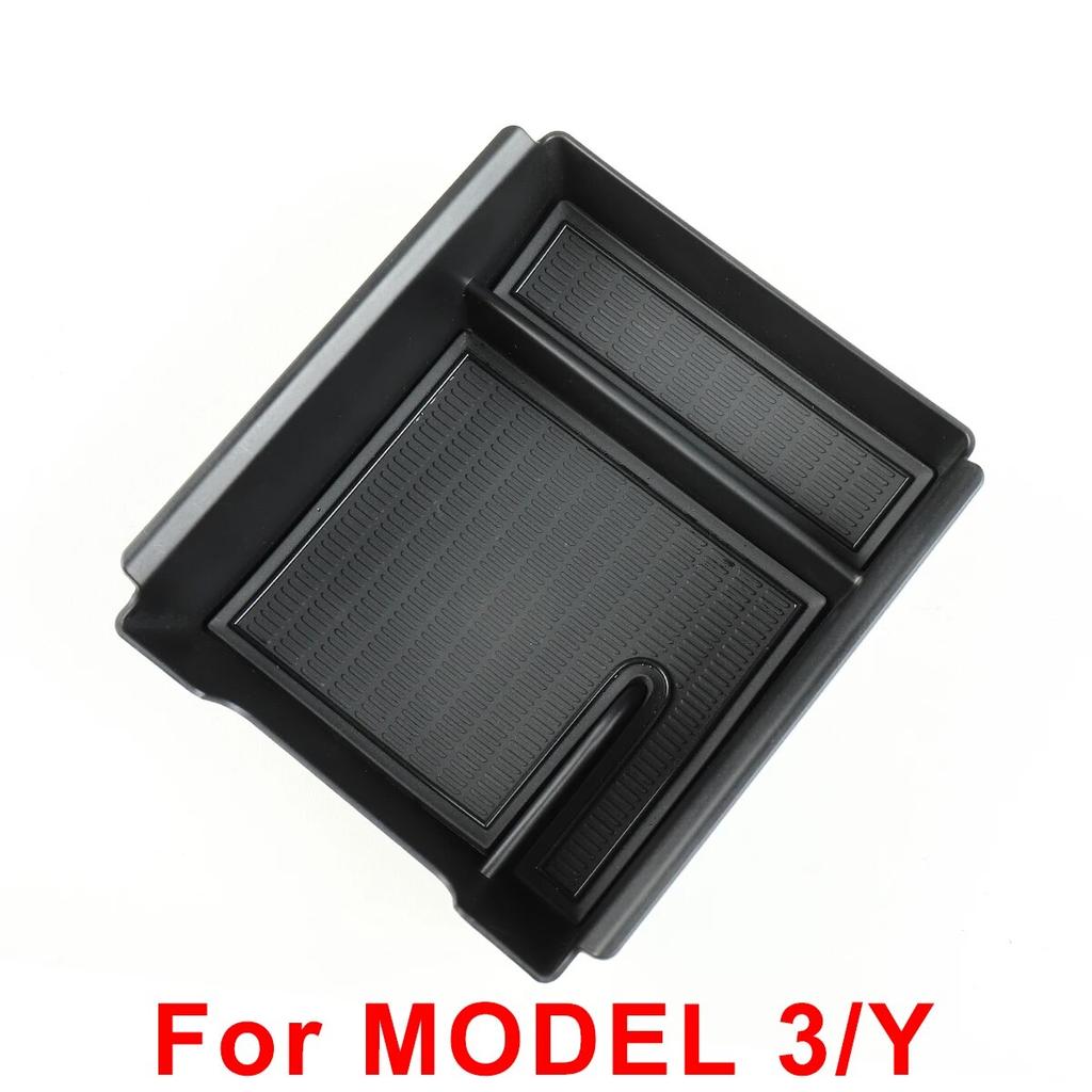For Tesla Model 3 Model Y 2022 Storage Box Car Central Armrest Flocking ABS Storage Box Organizer Model 3 2023 Accessories