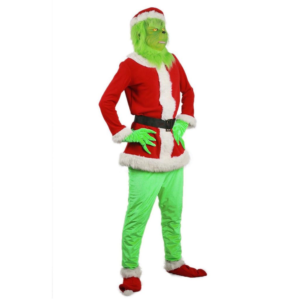 Women's Cosplay Costume Santa Claus Hat Glove Belt Clothe Pant Mask Shoes 7 Piece Set