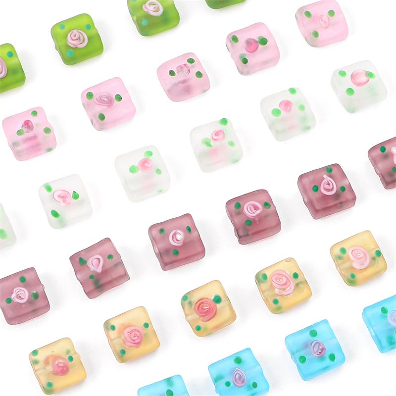 2 шт. ручная роспись матовые цветные стеклянные квадратные бусины для DIY ожерелье браслет серьги изготовление ювелирных изделий аксессуары для рукоделия