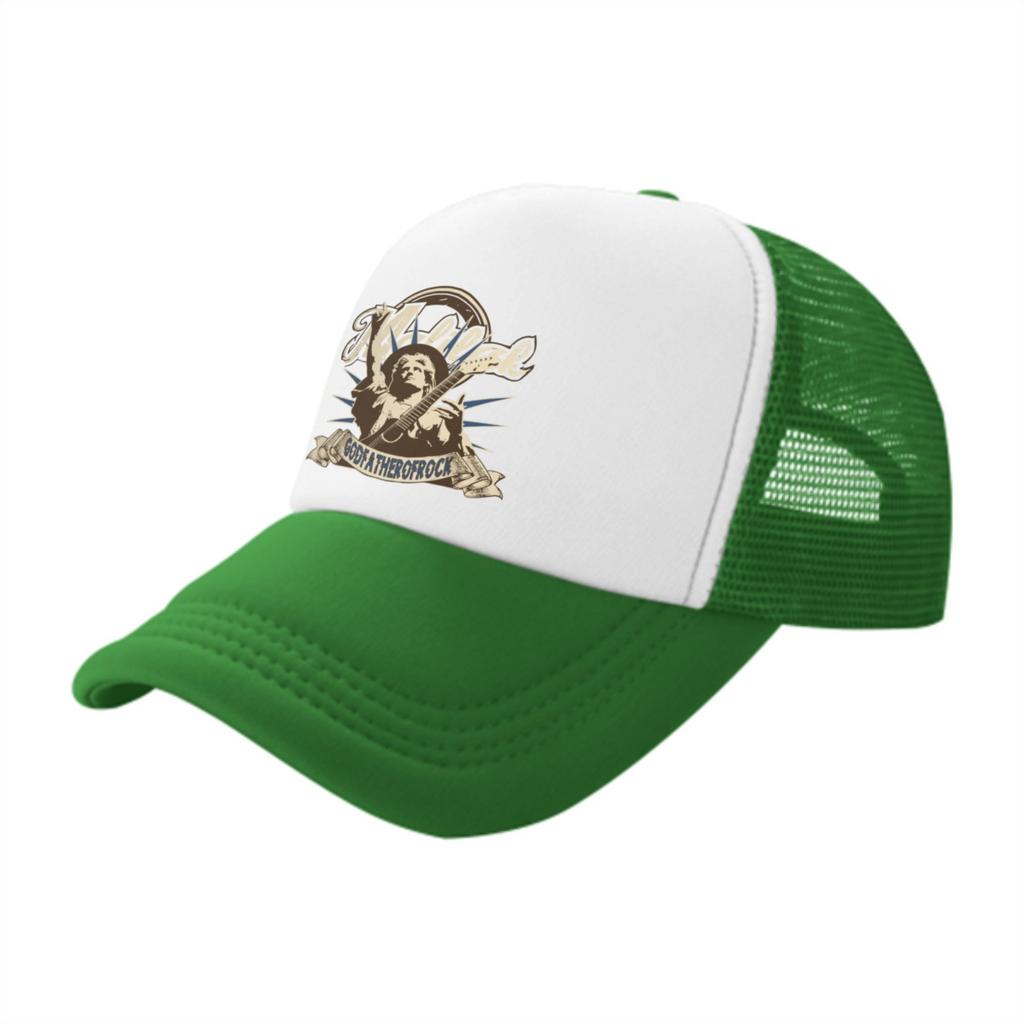 Godfatherofrock Graphic Print Trucker Hat Adjustable Polyester Mesh Back Cap Casual Unisex