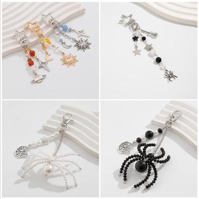 Комплект украшений «Подсолнух» с хрустальным брелоком и белым жемчугом «Паук» — 3 предмета