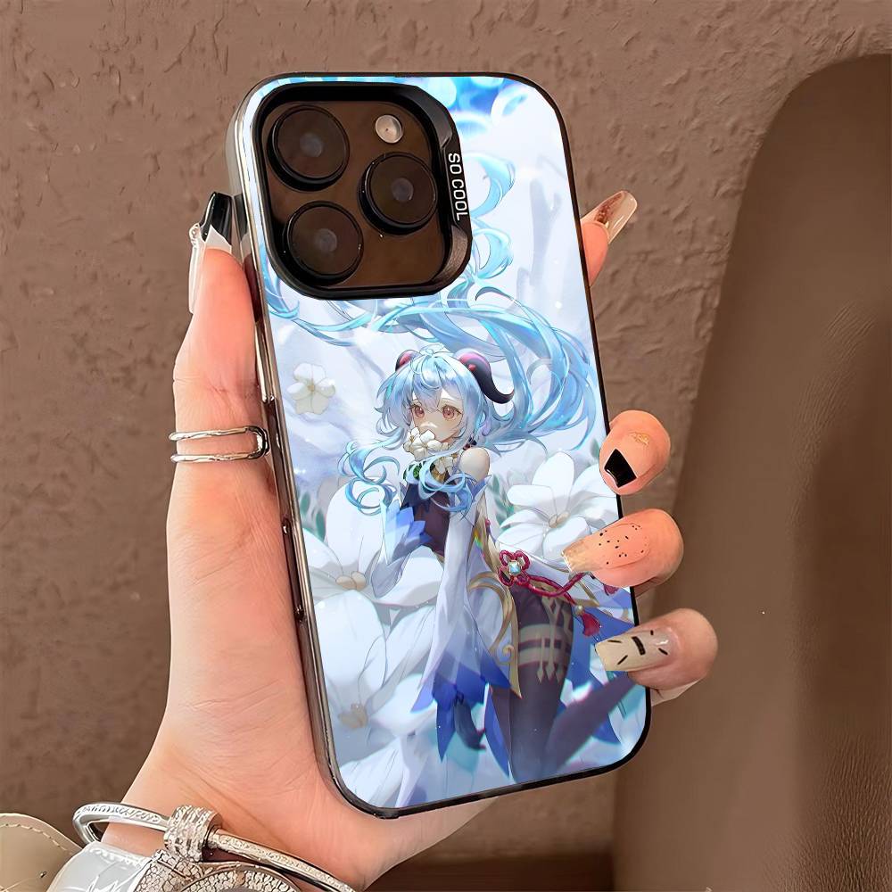 Чехол для телефона Ganyu Genshin Impact для iPhone 17 17Air 16 15 14 13 12 11 Pro Max Plus Цветной Серебристый