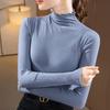 Modal Bottoming Shirt Women's Semi-turtleneck Women's Clothing Age-reducing Fungus Edge Autumn and Winter Inner Waist Top Lotus Leaf Sleeves