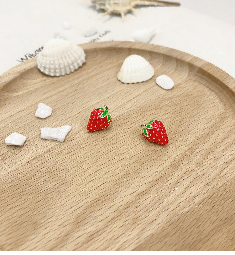 Acrylic Strawberry Earrings Street Shooting Net Red Wild Small Cute Red Strawberry Fruit Earrings Women
