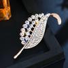 Day Shiny Rhinestone Corsage Female Leaf Brooch Ins Tide Personality Pin Versatile Anti-Out Of Light Accessories