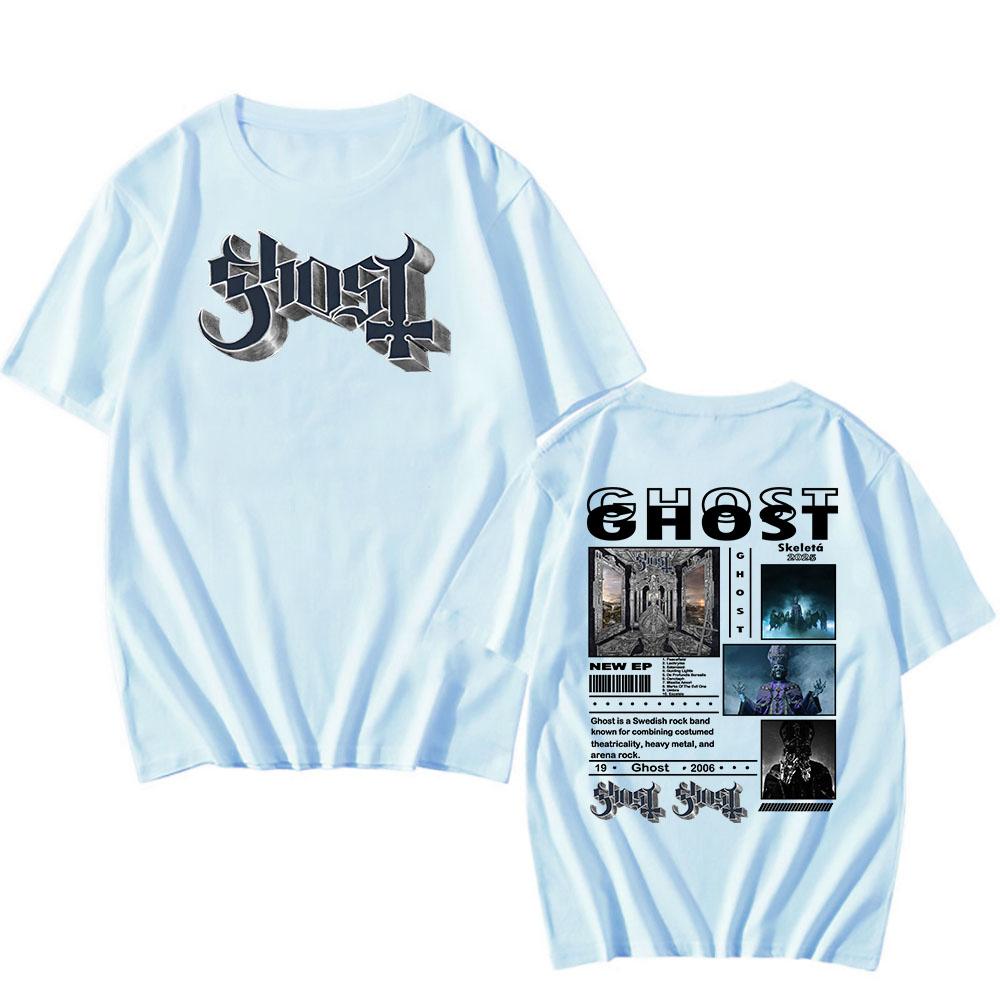 Альбом Skeletá 2025 года, новая футболка Ghost Band, сатанинский принт, футболка, тяжелая ментальная мода, летняя футболка, хип-хоп, футболки с коротким рукавом, хлопковые топы