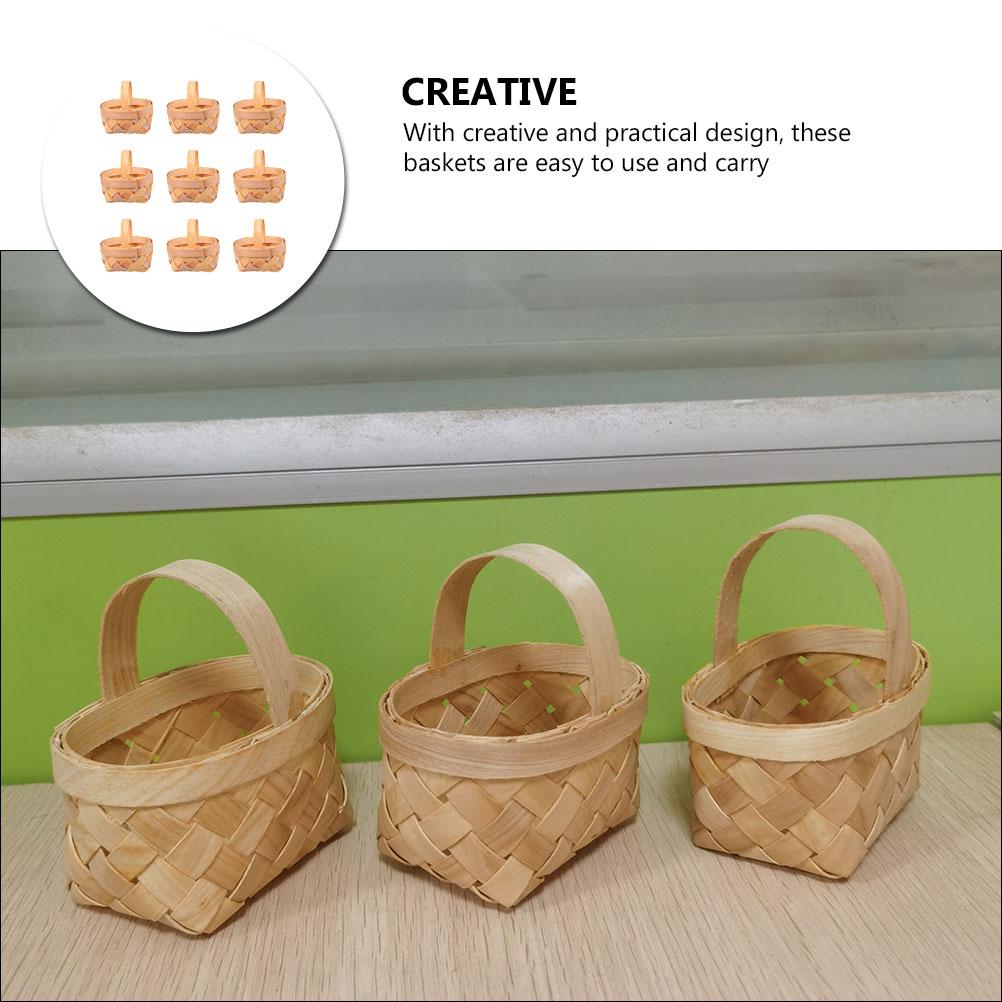 9 шт. плетеная корзина для пикника, упаковка конфет, корзины для хранения, плетеные вручную, мини-упаковка для щепы, деревянная ручная работа, настольный держатель для ребенка