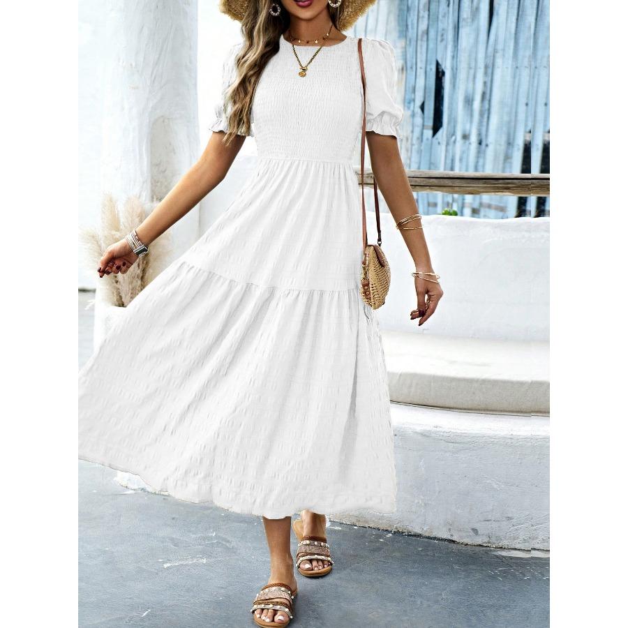 Повседневный отпускной стиль, рукав «лепесток лотоса», приталенное женское длинное платье 2025