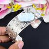 Republic Larimar Gemstone 925 Sterling Silver Cuff Bangle Adjustable KG-1873