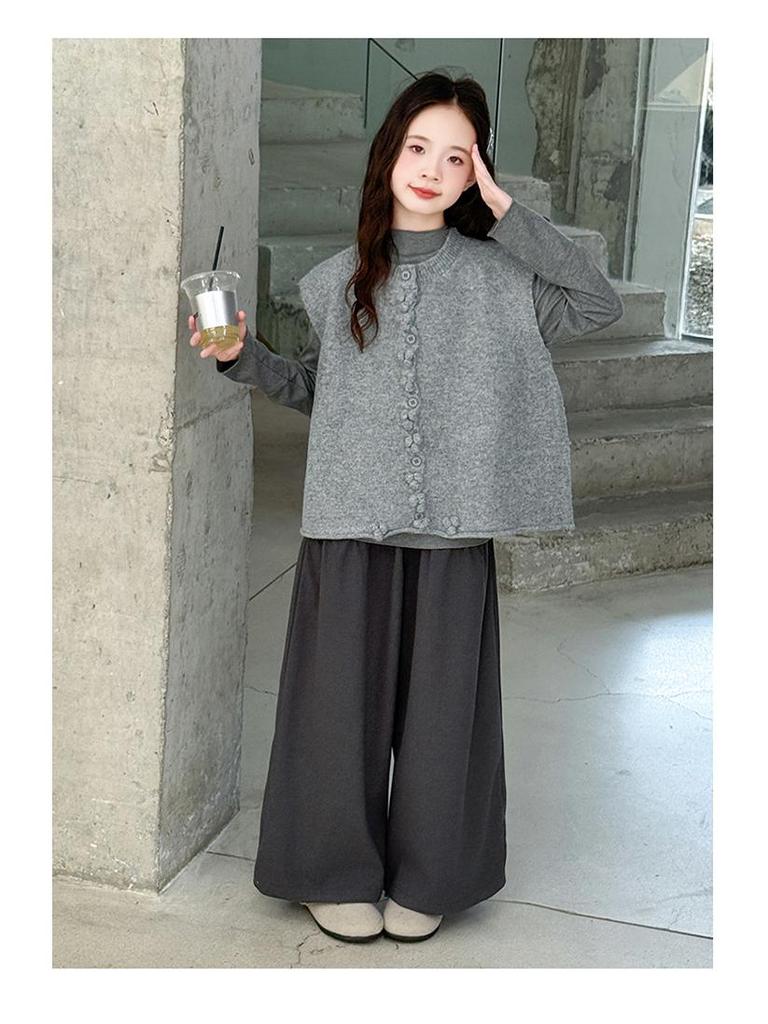 Девочки Корейский Стиль Комплект из Трех Вещей Осенняя Мода 2025 – Стильный Повседневный Наряд для Старших Девочек