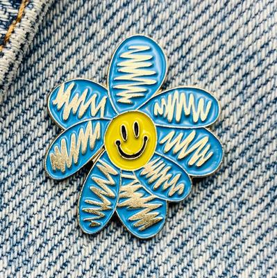 Новая эмалированная булавка с синим цветком, летний металлический разъем Kaws, подарок на день рождения, 1 шт.