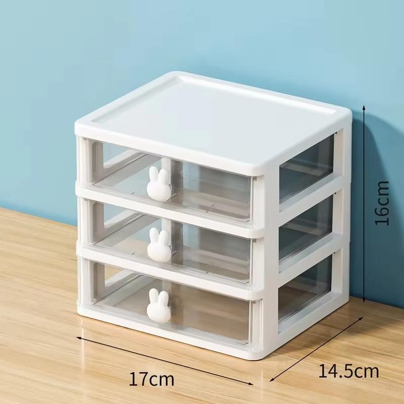 Cute Transparent Desk Organizer Drawer - Clear Plastic Stationery Storage Box Home School Office Organizing Container