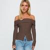 Women Y2k Off Shoulder Button Up Ribbed Knit Sweater Vintage Slim Fit Long Sleeve Foldover Pullover Top