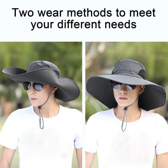 Мужская шляпа рыбака с большой полостью, защитой от ультрафиолета и солнечных лучей, с сеткой, ветрозащитным ремешком, защитой полей, быстросохнущая