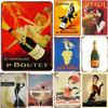 French Champagne Retro Vintage Metal Signs Posters Plate Wall Decor for Home Bars Cafe Man Cave Clubs Retro Posters Plaque