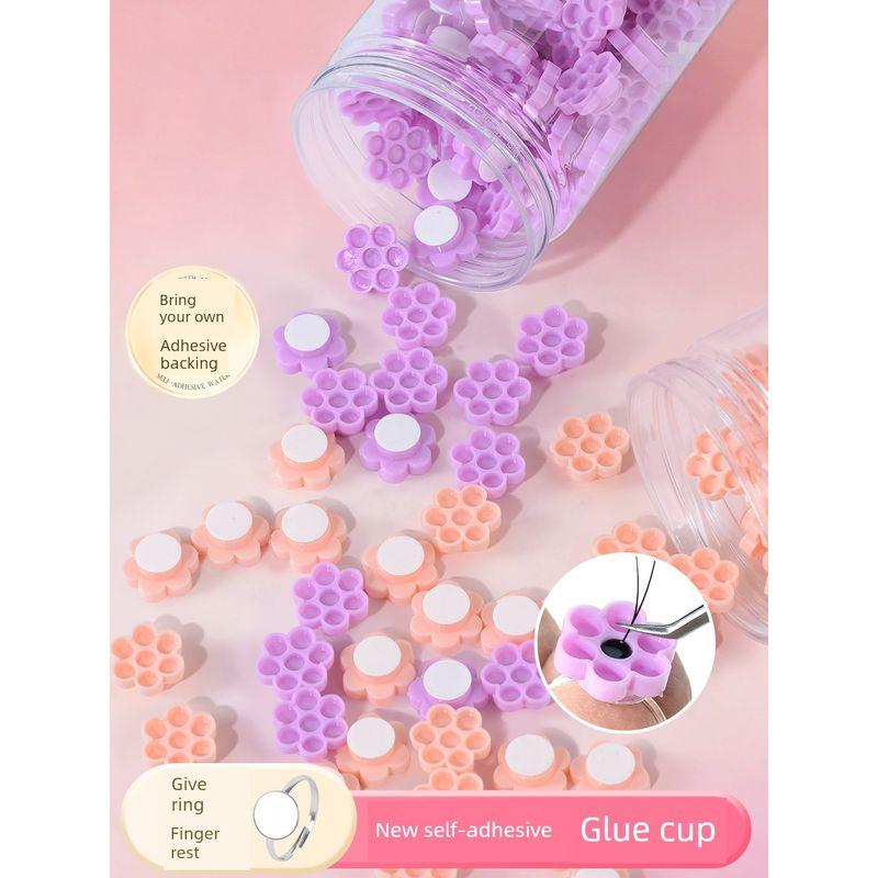 Magic Eyelash Glue Cup Self-Adhesive Plum Blossom Cup with Built-In Adhesive for Eyelash Extension Honeycomb Glue Cup Special Tool