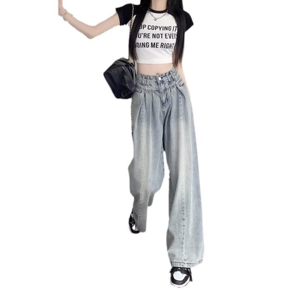 Модные джинсы-кюлоты из денима для женщин, новые весенне-осенние, с высокой посадкой, свободные и универсальные, джинсы, подметающие пол