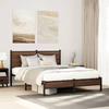 VidaXL Metal Bed Frames with Brown Oak Headboard 140x200 Cm, Double Bed, Bedroom Furniture, Bed 4007923